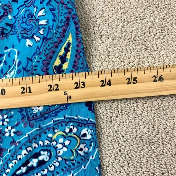 Woman Within Knit Top Women's 22/24 Short Sleeve Blue Paisley Crew Neck Cotton - Picture 8 of 9